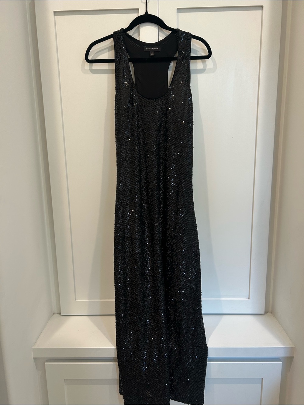 Banana Republic Black Sequin Maxi Dress Racerback – Size M